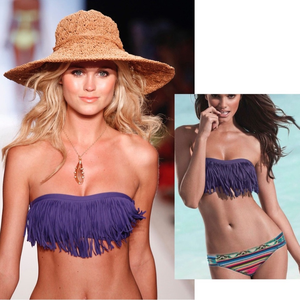 L*Space Purple Fringe Bandeau Bikini Top